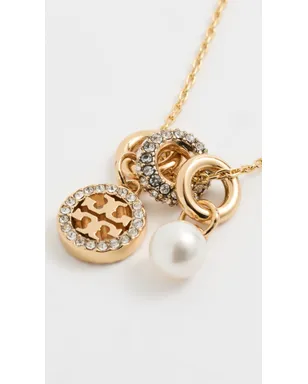 Tory Burch ミラー パヴェチャーム ペンダント ネックレス ゴールド/クリスタル/パール - サムネイル5