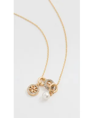 Tory Burch ミラー パヴェチャーム ペンダント ネックレス ゴールド/クリスタル/パール - サムネイル2