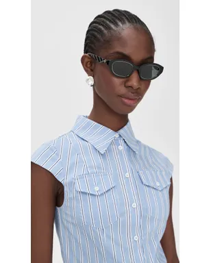 Tory Burch Kira イレギュラー サングラス ブラック ワンサイズ - サムネイル3