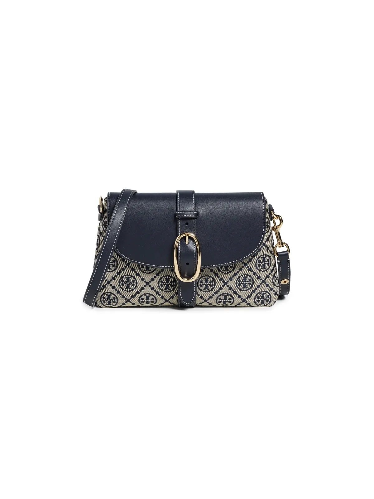 Tory Burch T Monogram ソフトな小型ショルダーバッグ トリーネイビー ワンサイズ - 画像1