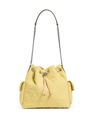 Tory Burch チャーリー キルテッド デニム ドローストリング ショルダーバッグ - イエロー - サムネイル1