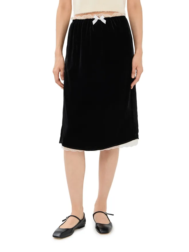 Tanner Fletcher Tanner Fletcher セレリーレーストリムベルベットスリップスカートの商品画像