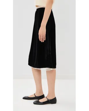 Tanner Fletcher セレリーレーストリムベルベットスリップスカート - サムネイル5