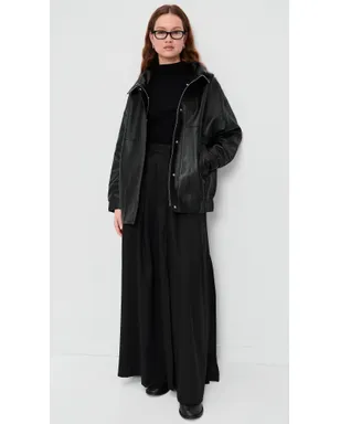 Theory ハイネック シンチ付き レザージャケット - サムネイル5