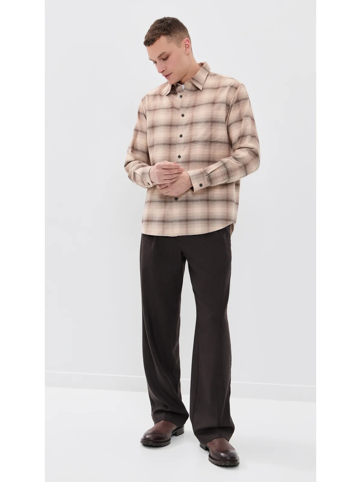 Theory フェードド チェック Weekend Shirt アラベスター・マルチ - 画像5