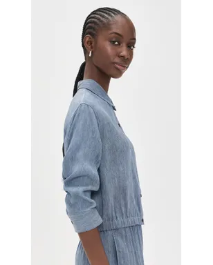 Theory フィックスドスリーブクロップドシャツ ライトデニム - サムネイル4