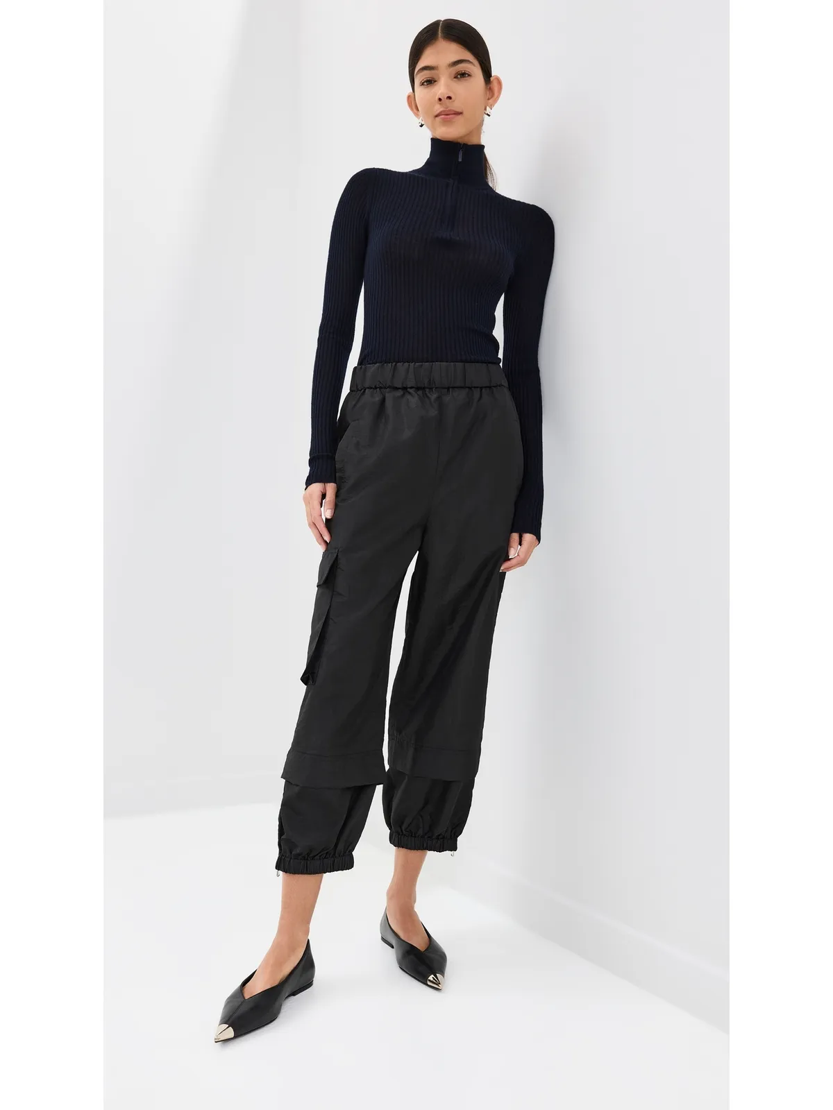 Tibi クリスピー ナイロン プルオン ジョガー ブラック - 画像5