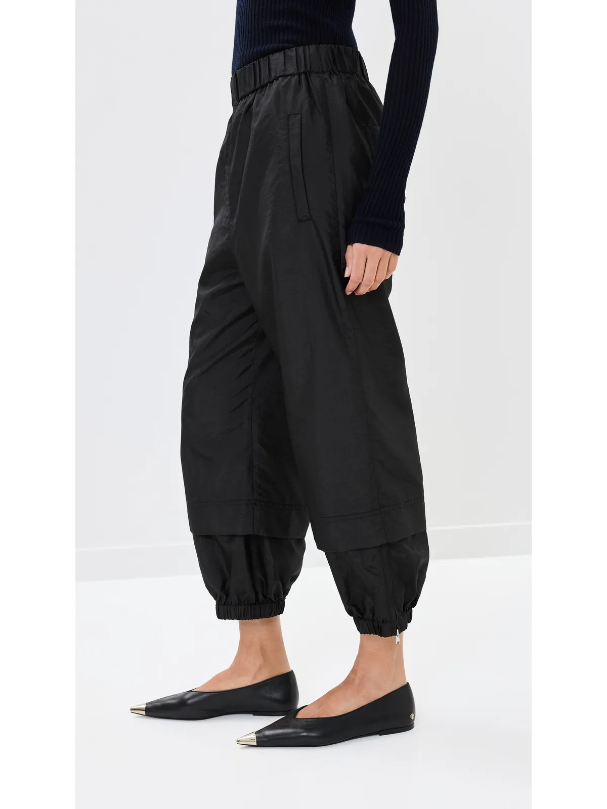 Tibi クリスピー ナイロン プルオン ジョガー ブラック - 画像4