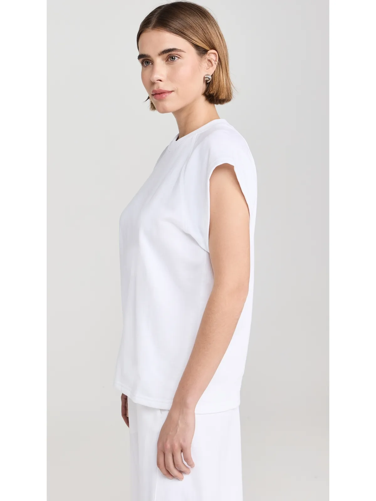 Tibi 夏用スウェット生地 ノースリーブ イージー トップ - 画像4