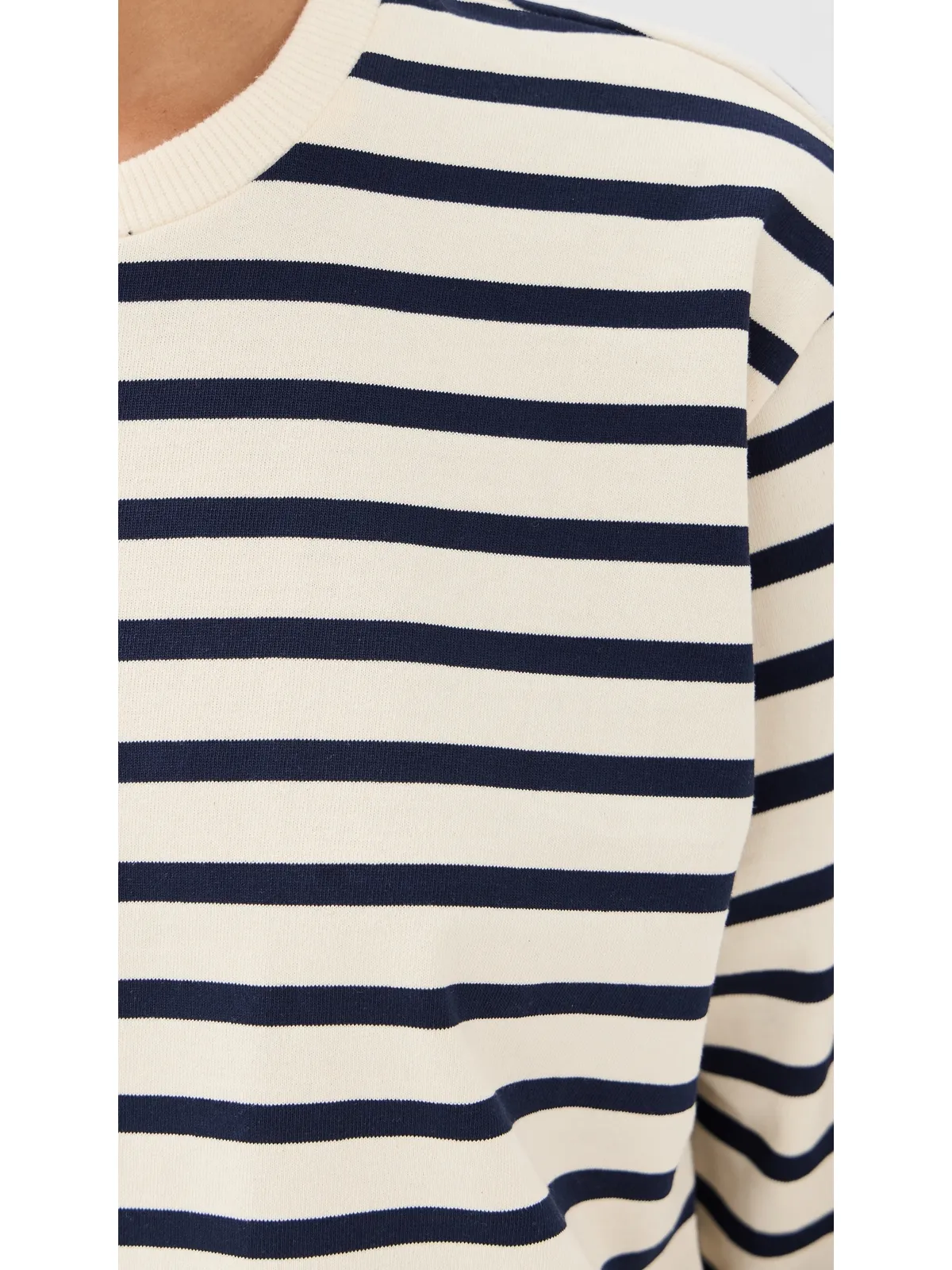 Tibi ストライプ柄パーフェクトTee クルーネック ネイビー/マルチ - 画像6
