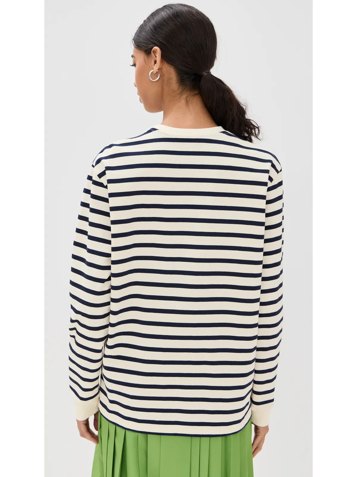 Tibi ストライプ柄パーフェクトTee クルーネック ネイビー/マルチ - 画像3