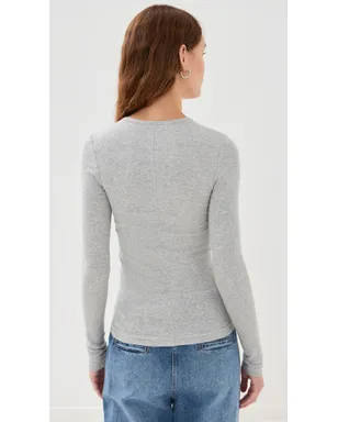 Tibi リブ編みクルーネック長袖Tシャツ（ヘザーグレー） - サムネイル3