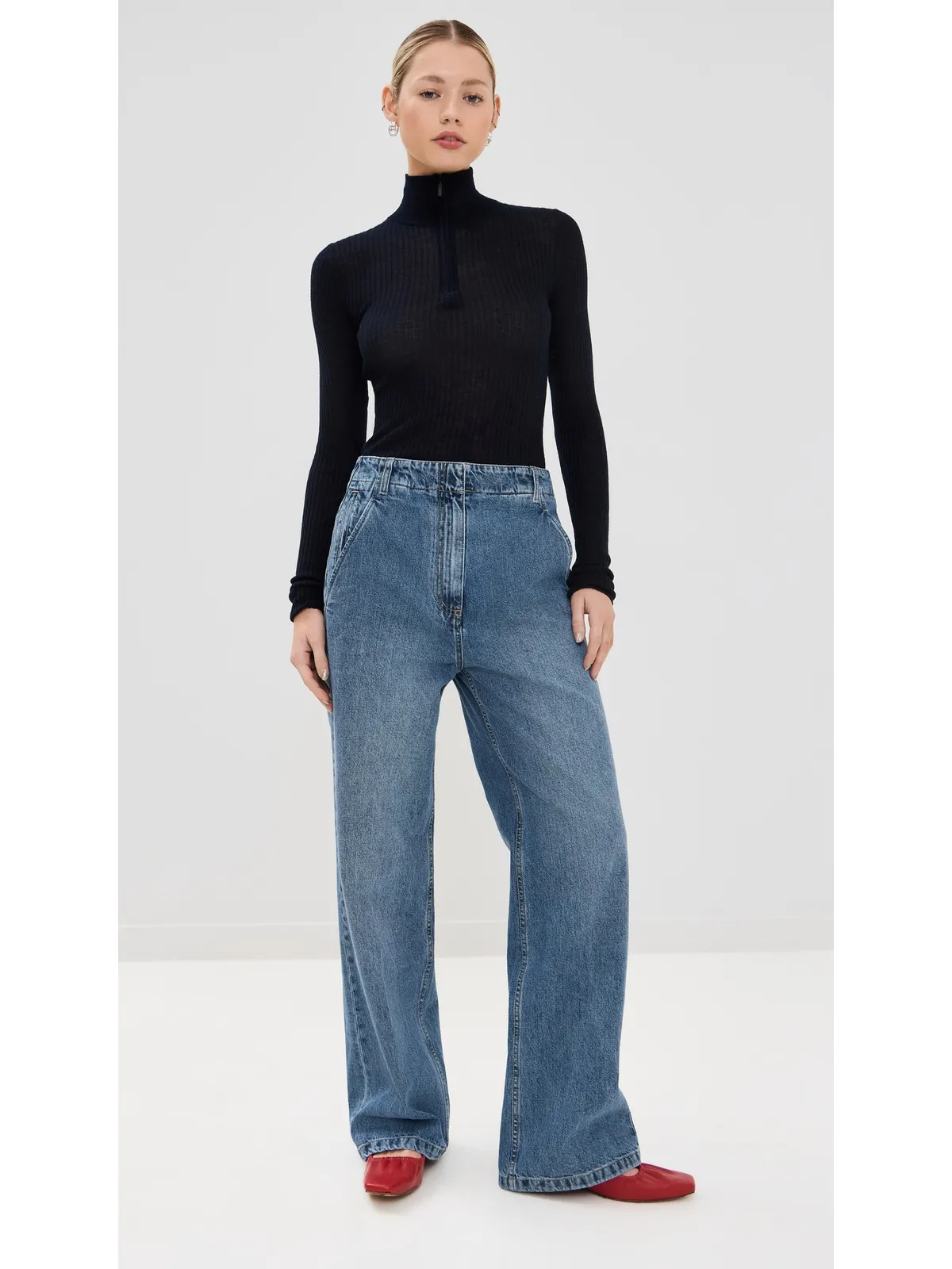 Tibi 春デニム バリー ジーンズ クラシックブルー - 画像5