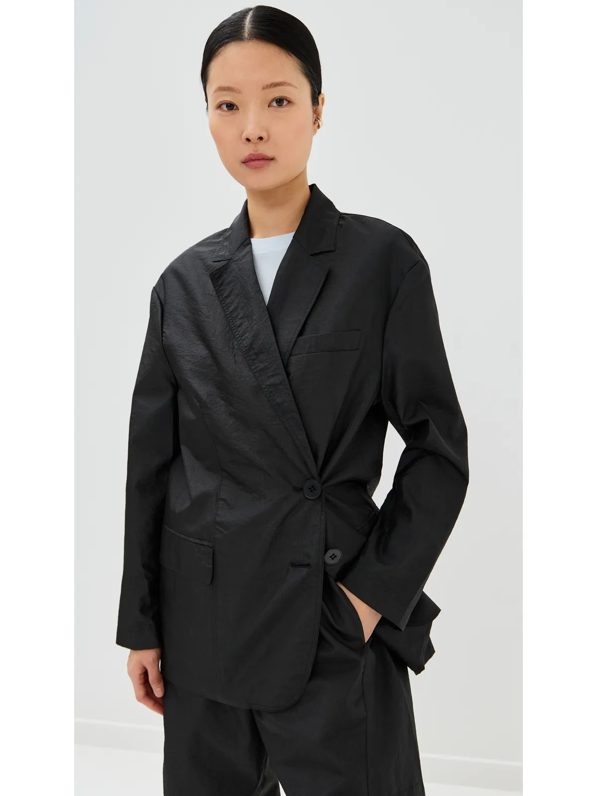 Tibi クリスピー ナイロン リアム ブレザー ブラック - 画像3