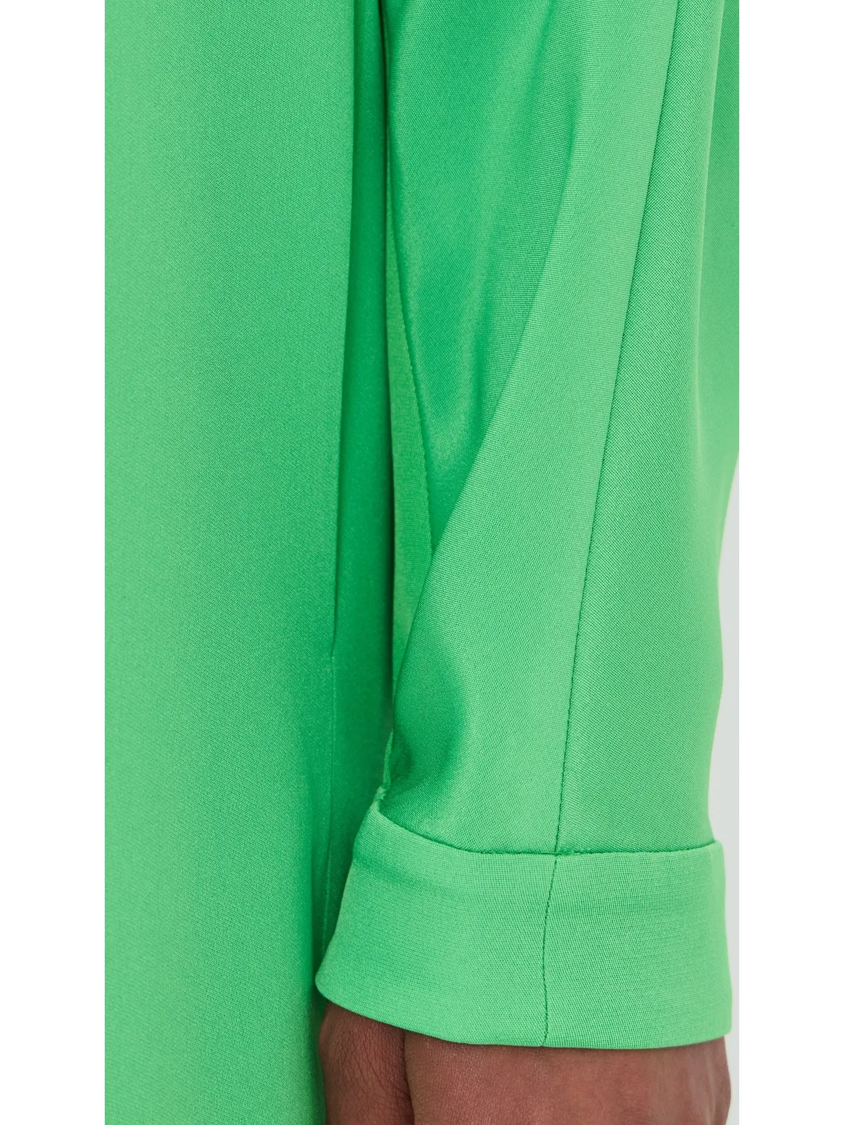Tibi 4プライ シルク ロングスリーブ コクーンドレス グリーン - 画像6