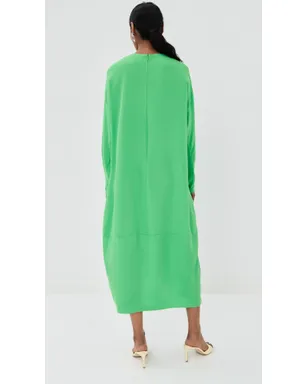 Tibi 4プライ シルク ロングスリーブ コクーンドレス グリーン - サムネイル3