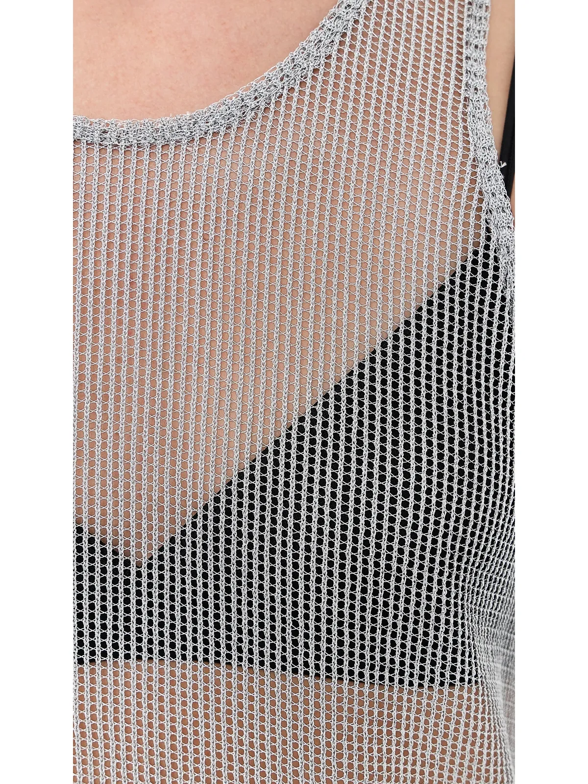 Tibi ビスコース メタリック リブ編み タンクトップ - 画像6