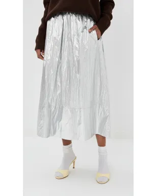 Tibi シルバーメタリック ナイロン プルオン フルスカート - サムネイル2