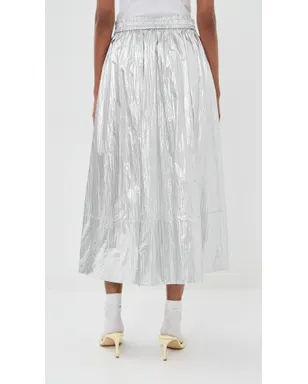 Tibi シルバーメタリック ナイロン プルオン フルスカート - サムネイル3