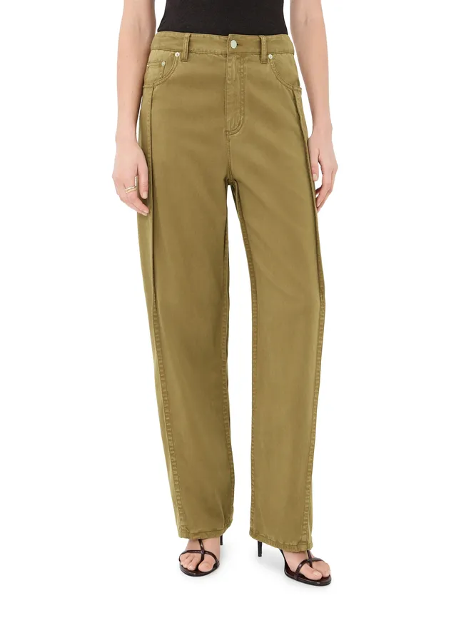 Tibi Tibi ダークタンのストレッチツイルタックパンツの商品画像