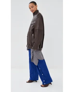Tibi レザー モトボンバー ジャケット ブラウン - サムネイル4