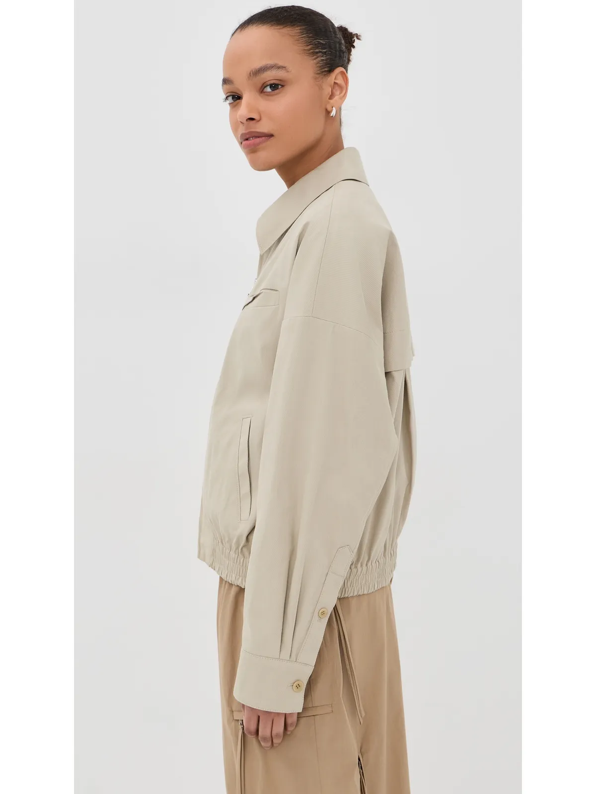 Tibi トープ色 春ツイル ボンバージャケット - 画像4