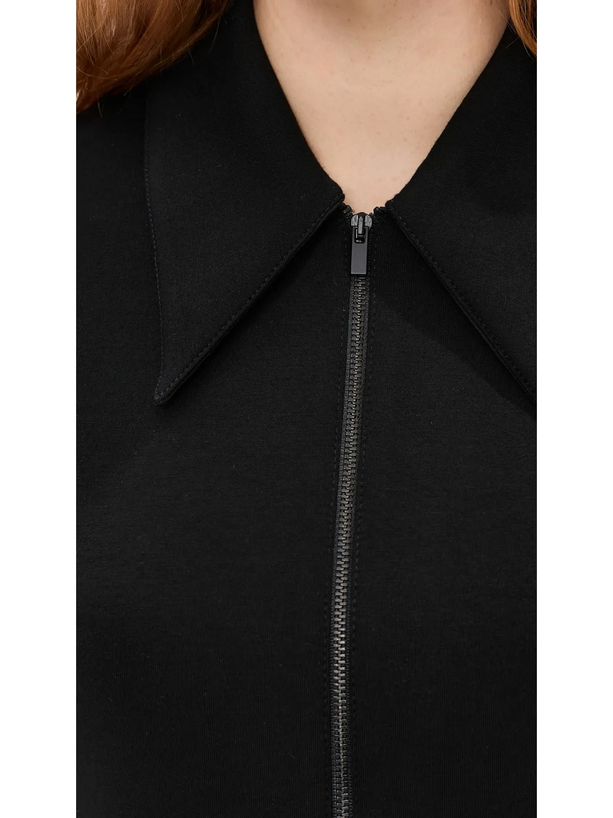 Tibi ボンデッドビスコース ジップフロント半袖スリムチュニック - 画像5