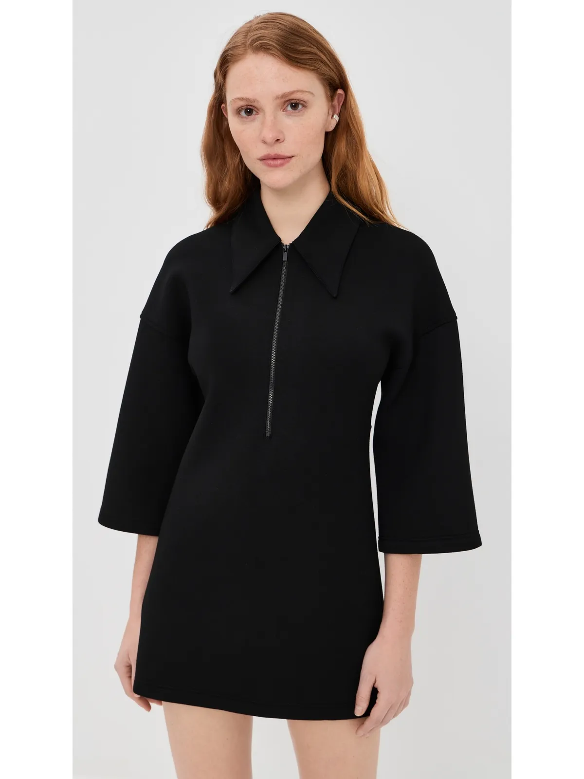 Tibi ボンデッドビスコース ジップフロント半袖スリムチュニック - 画像6