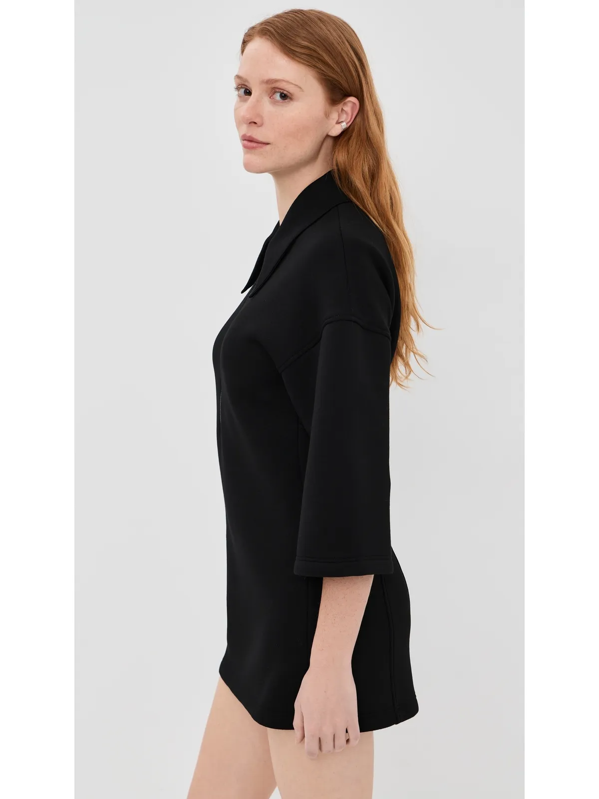Tibi ボンデッドビスコース ジップフロント半袖スリムチュニック - 画像4