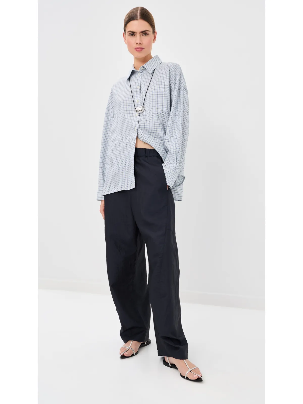 Tibi Linus チェック柄オーバーサイズシャツ - 画像5