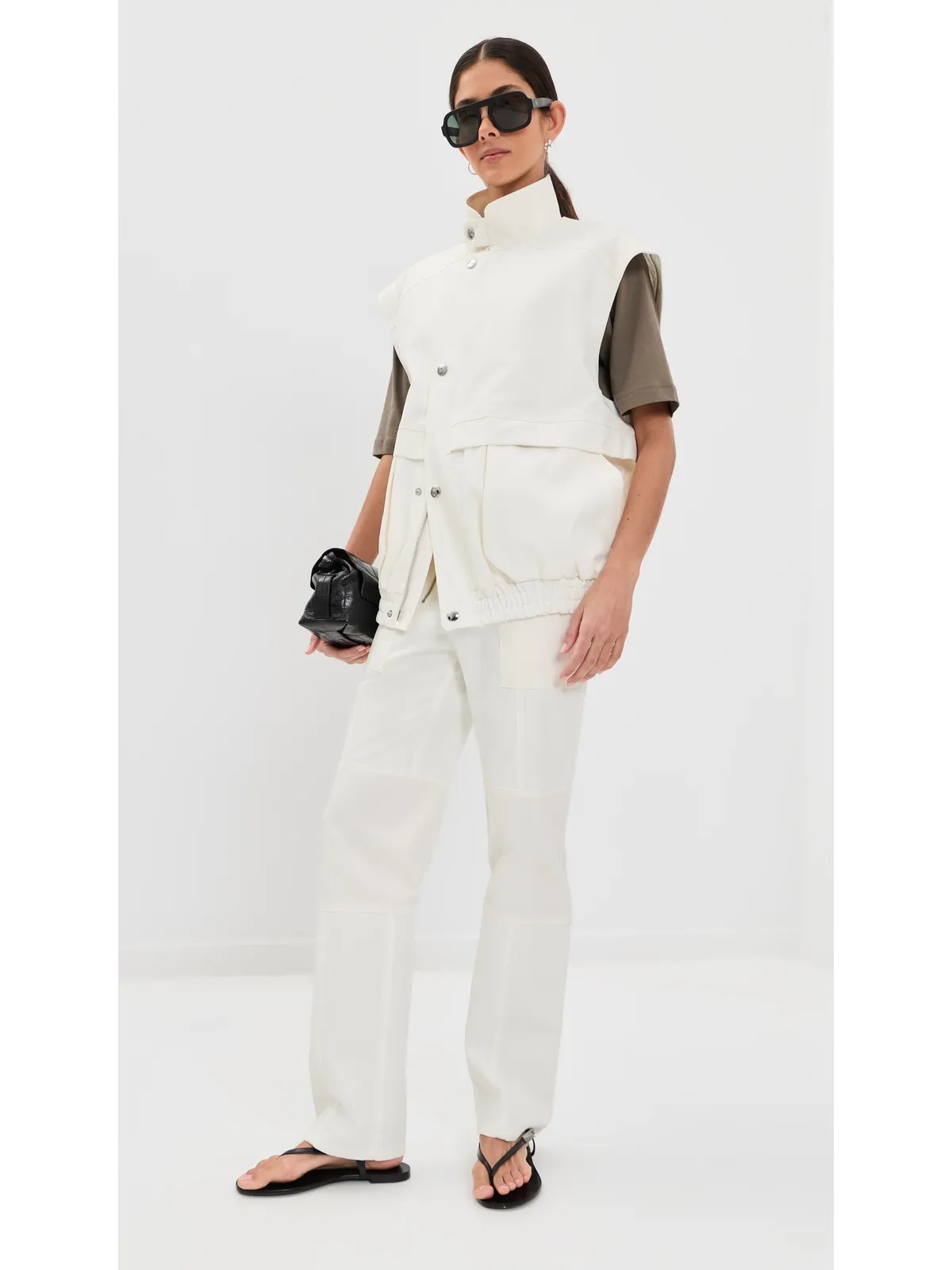 Tibi パッチワークツイル スリッカー ジャケット ホワイト - 画像5