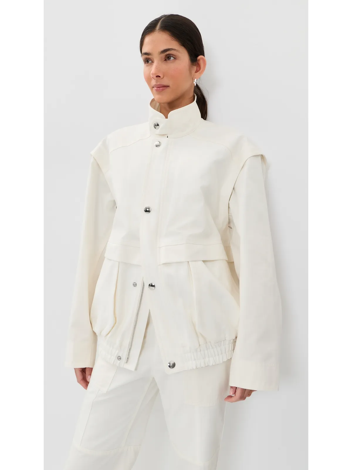 Tibi パッチワークツイル スリッカー ジャケット ホワイト - 画像2