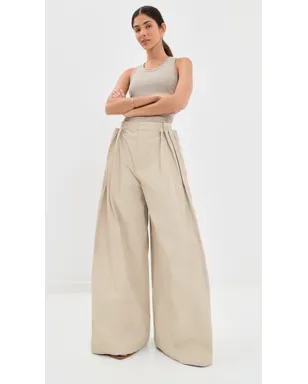 Tibi ツイル素材のタック入りプリーツパンツ（トープ） - サムネイル2