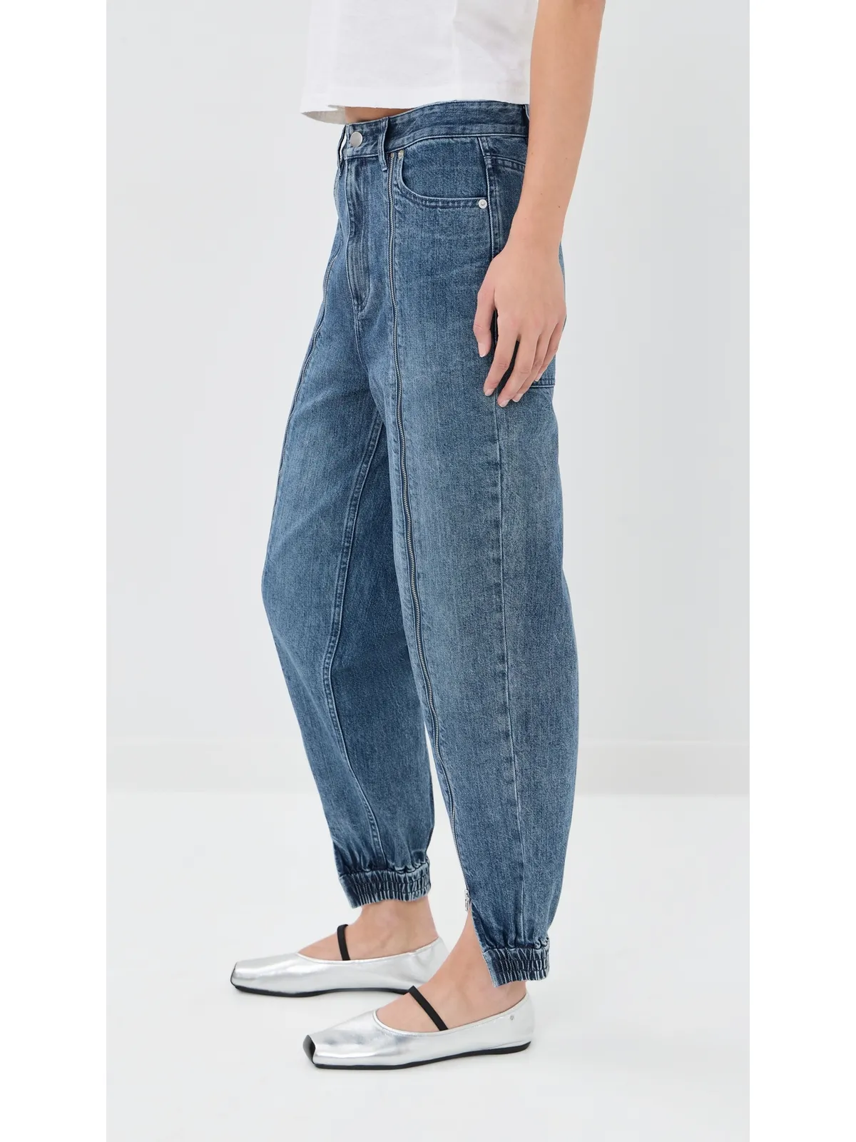 Tibi ジッパー付きデニムジョガー（クラシックブルー） - 画像5