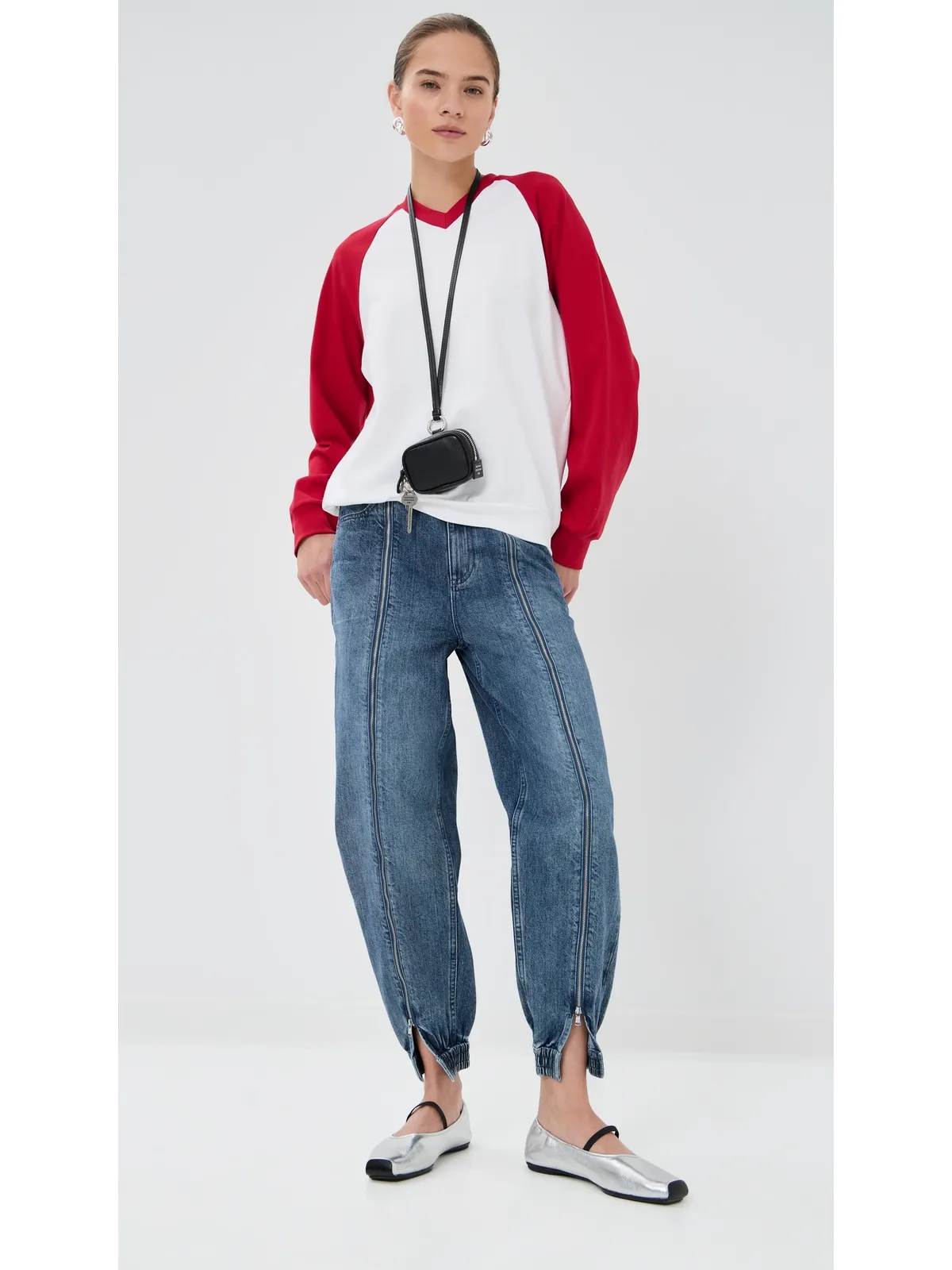 Tibi ジッパー付きデニムジョガー（クラシックブルー） - 画像2