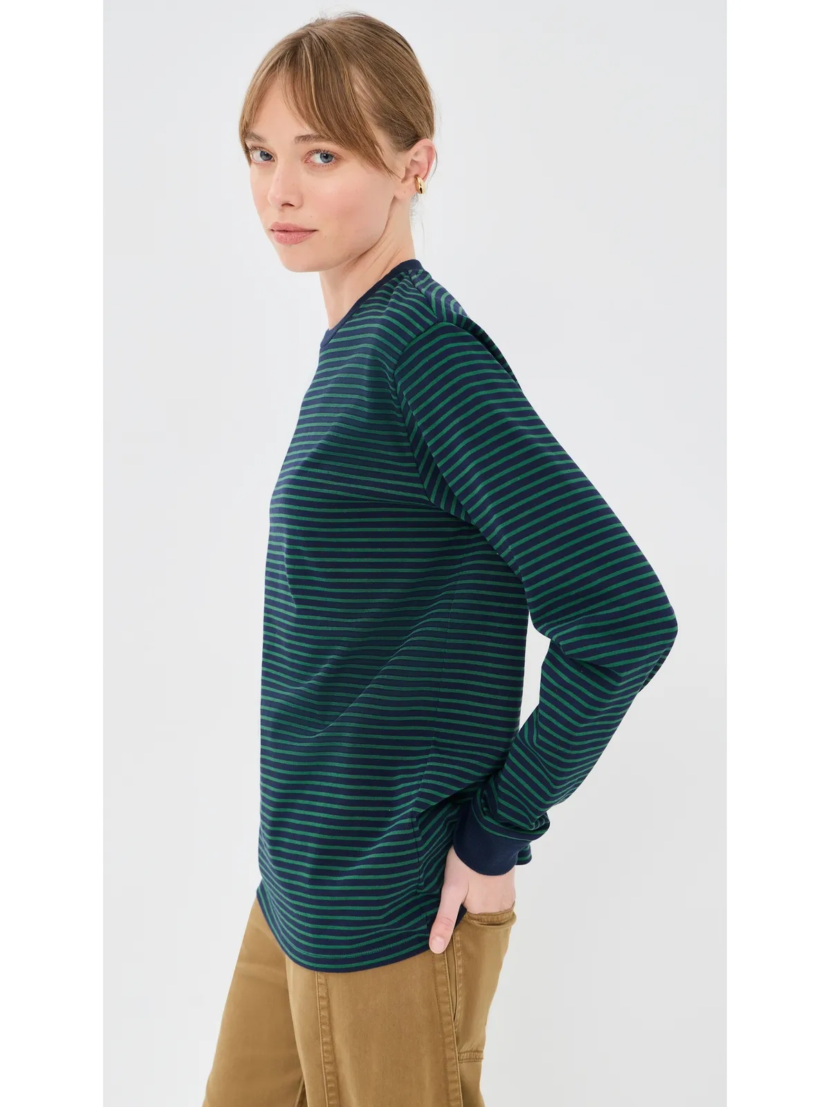 Tibi ストライプ柄のパーフェクト ロングスリーブTシャツ - 画像4