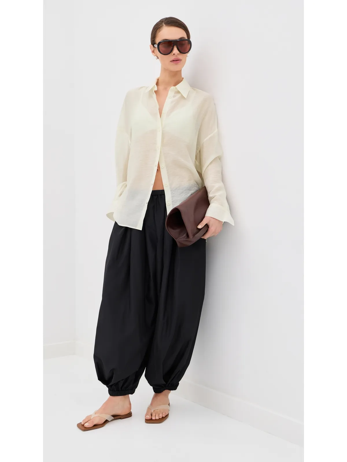 Tibi ボイル素材オーバーサイズシャツ アイボリー - 画像5