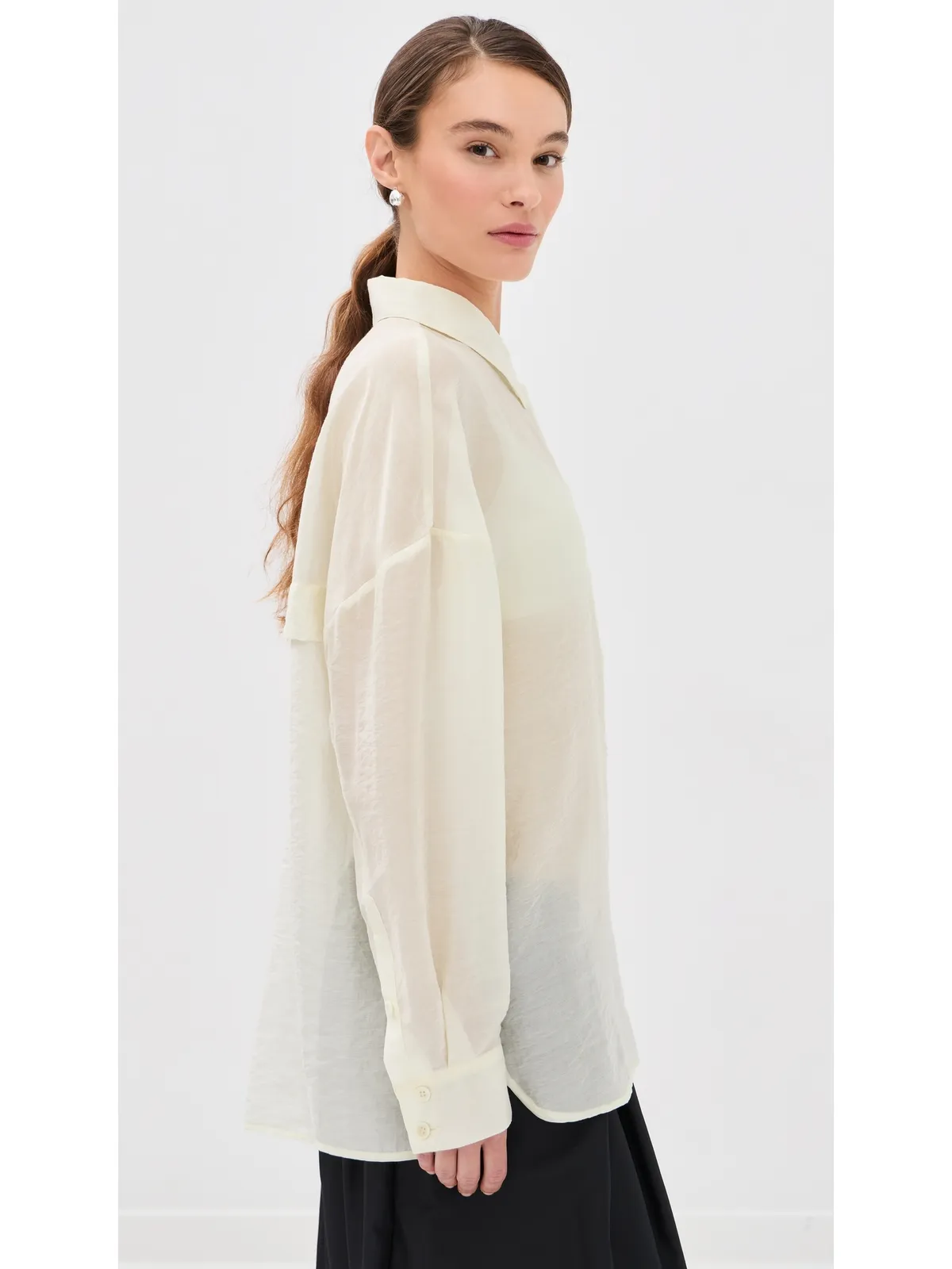 Tibi ボイル素材オーバーサイズシャツ アイボリー - 画像4