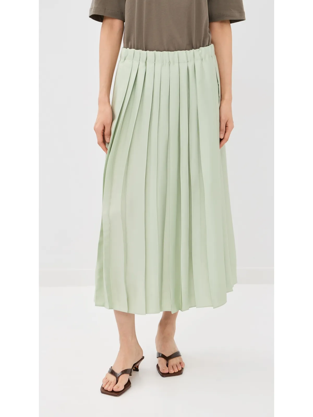 Tibi セージカラー フェザーウェイト プリーツ プルオン スカート - 画像3