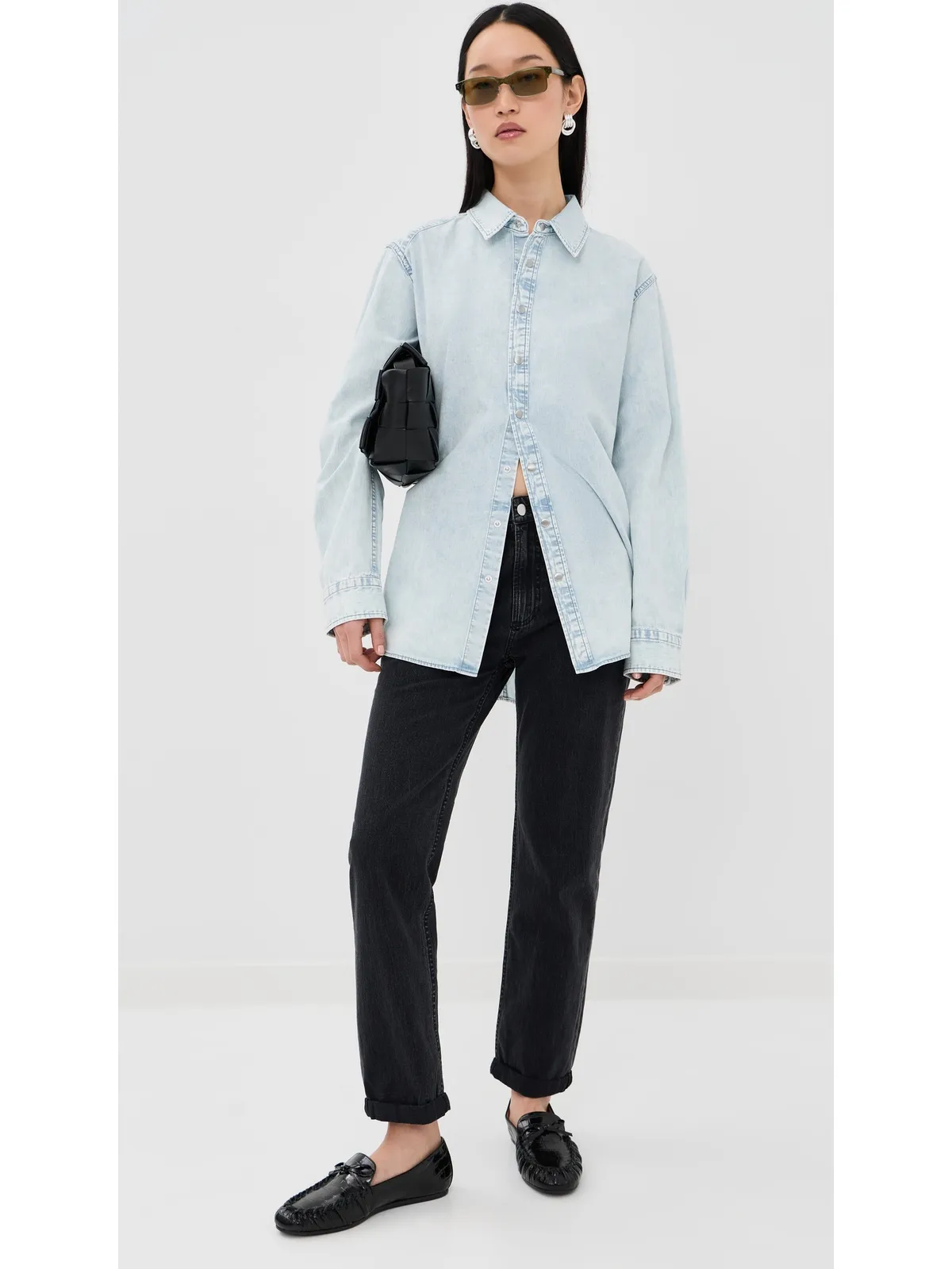Tibi デニムシャツ チャーリー・スリムシャツ ブリーチデニム - 画像5