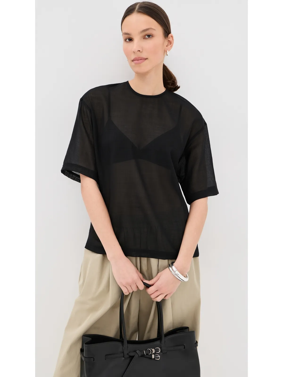 Tibi シアーウールガーゼ イージーTシャツ - 画像2