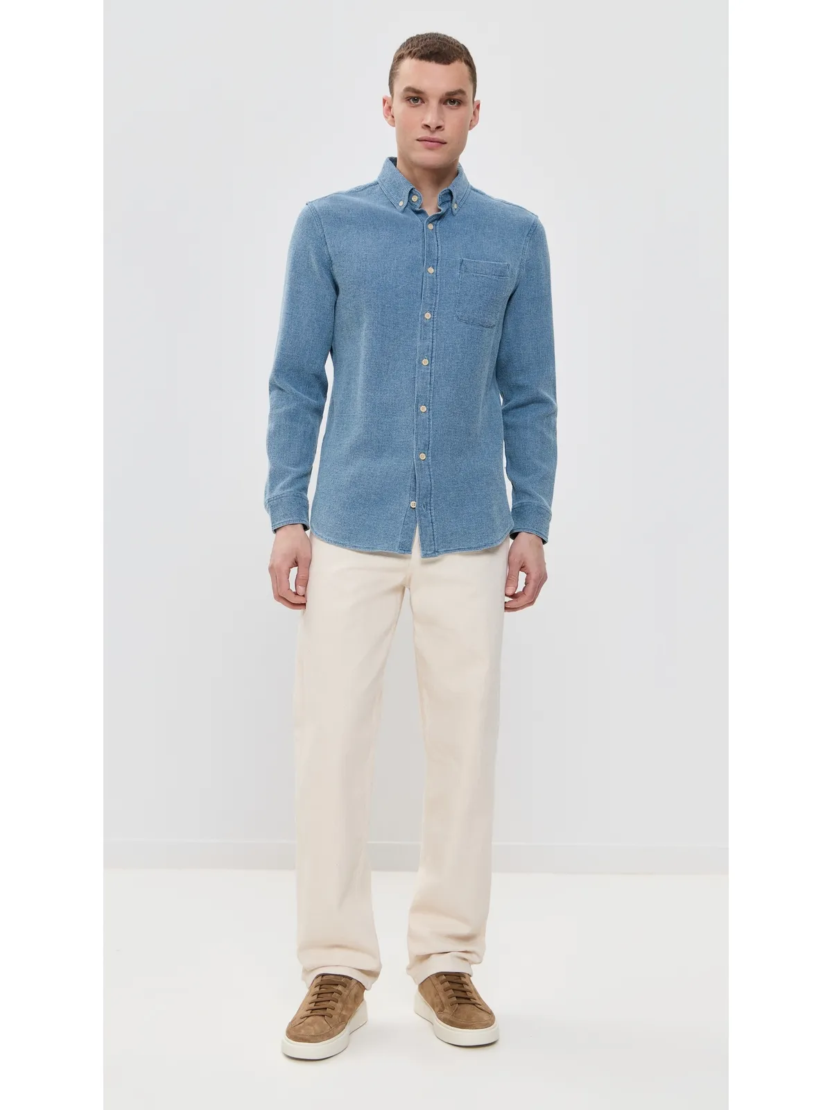 Taylor Stitch ジャック コットン ワッフルシャツ インディゴ - 画像5