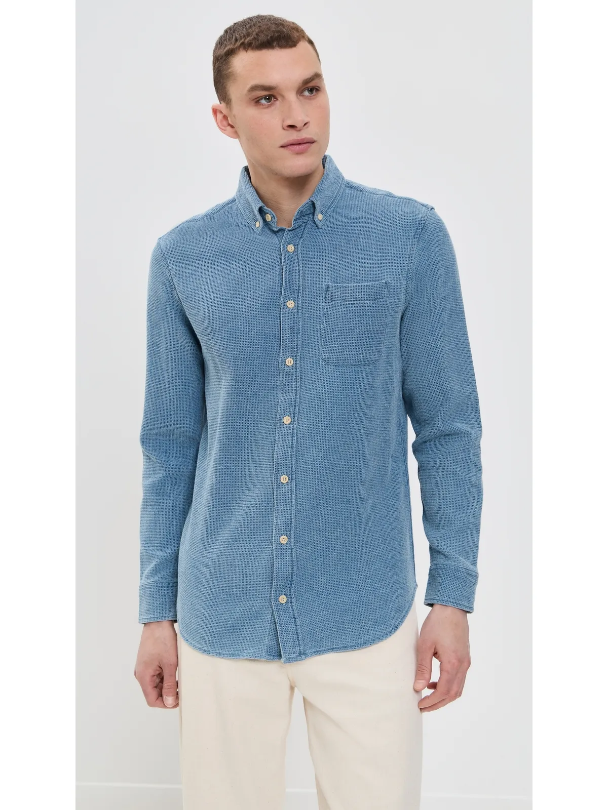 Taylor Stitch ジャック コットン ワッフルシャツ インディゴ - 画像2