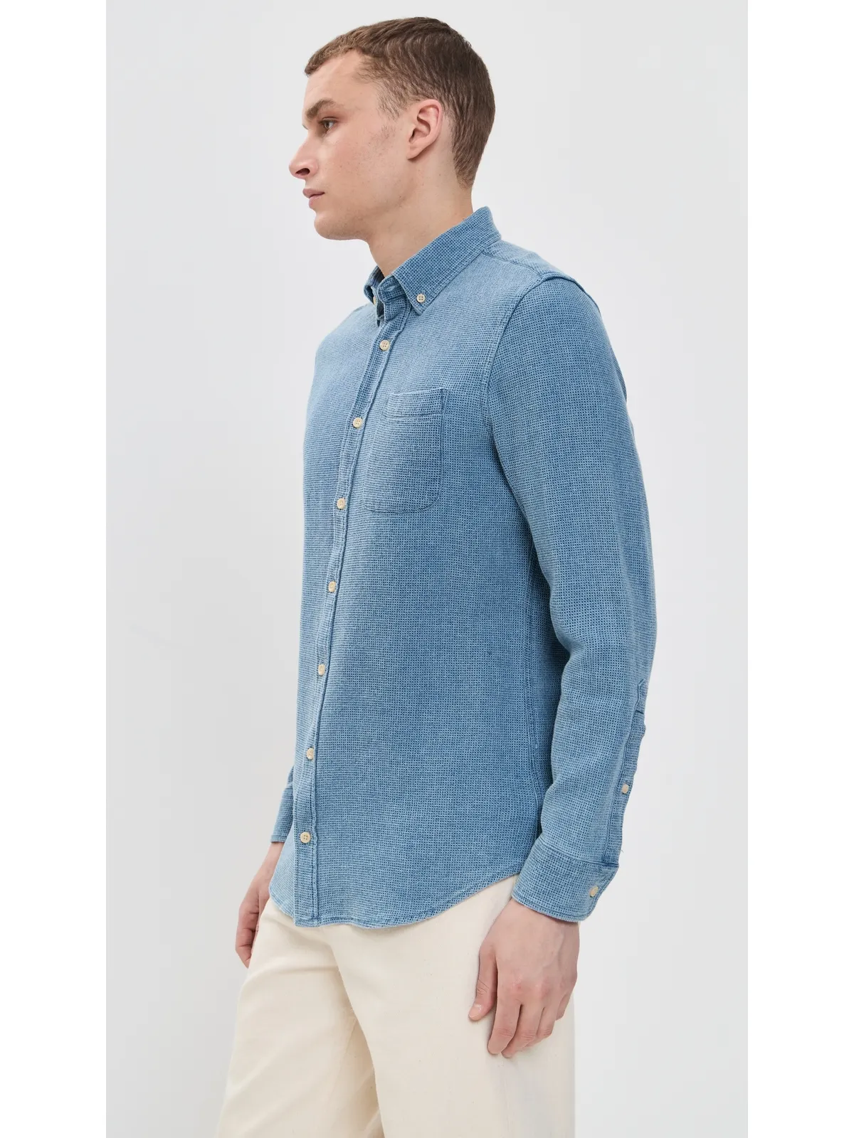 Taylor Stitch ジャック コットン ワッフルシャツ インディゴ - 画像4