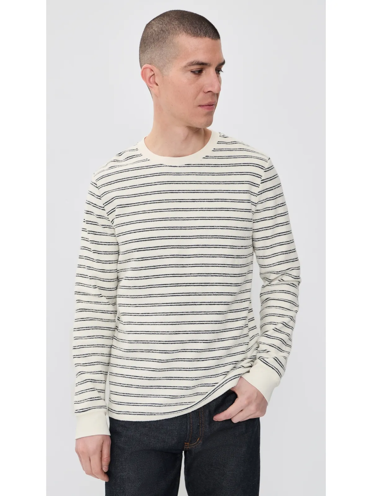 Taylor Stitch Hooper クルーTシャツ マリンストライプ - 画像2