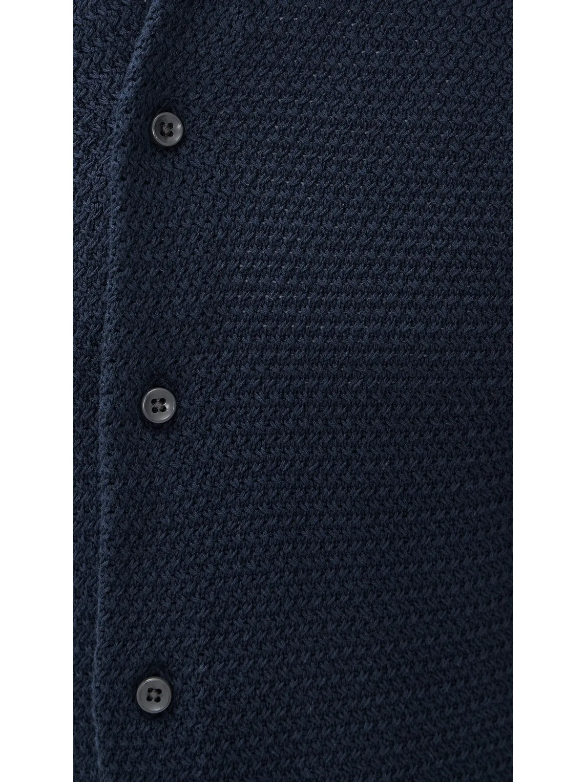 Taylor Stitch ボタンダウンポロシャツ ダークネイビー コットン×リネン クロシェ編み - 画像6