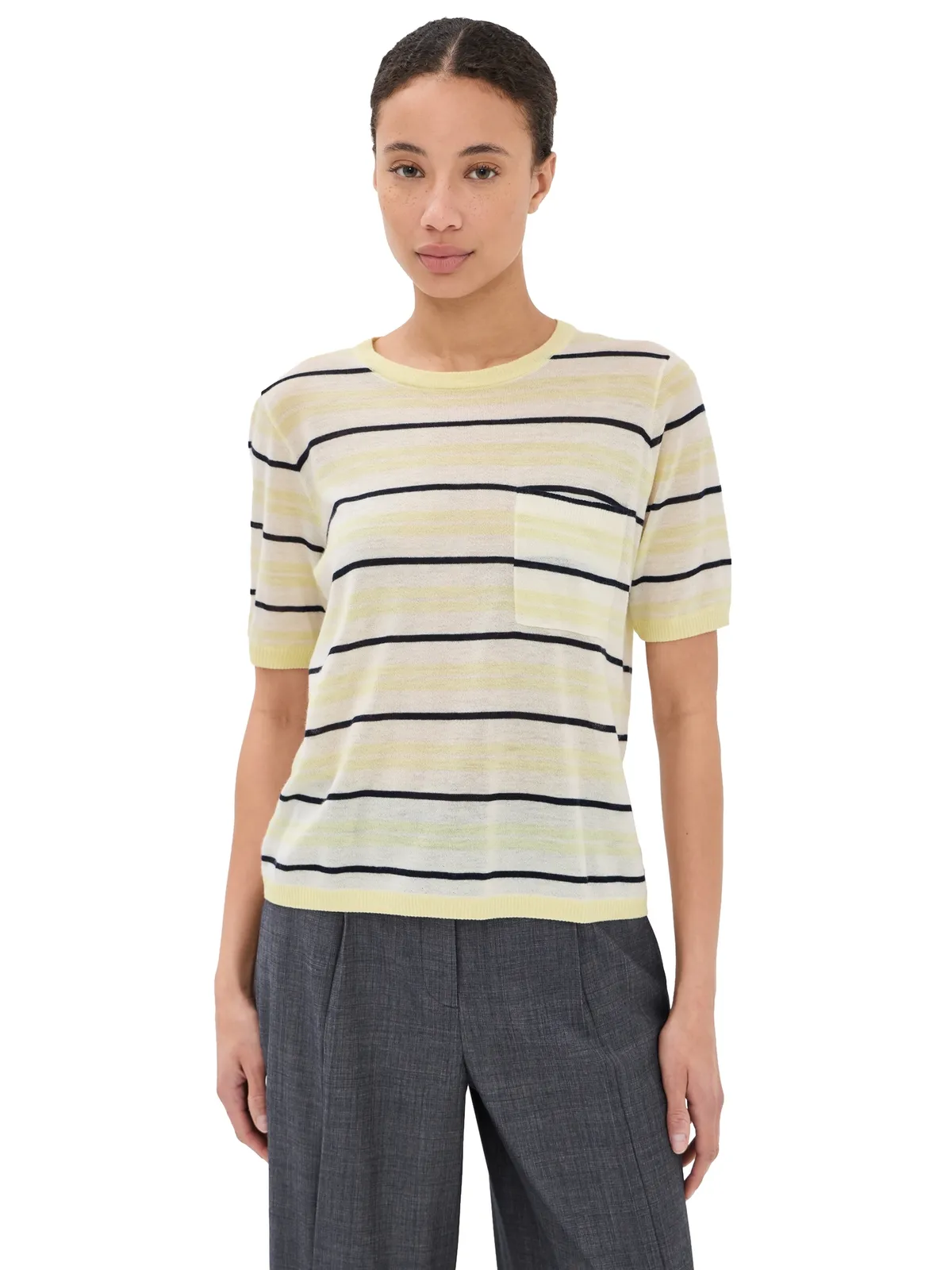 TWP ストライプ柄カシミヤTシャツ - 画像1