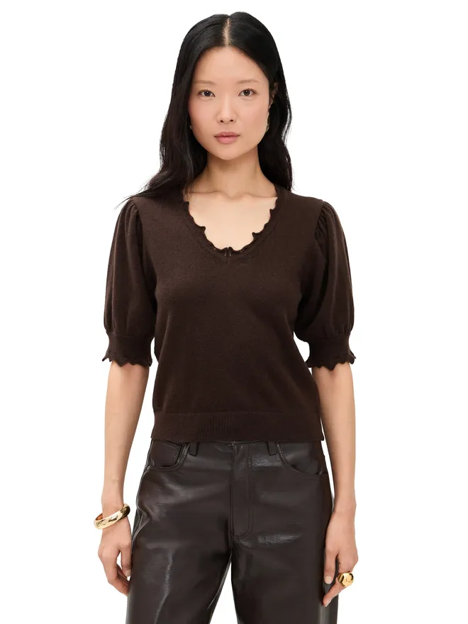 Ulla Johnson Ulla Johnson ポリーヌ ショートスリーブ カシミアトップ ウェンジの商品画像