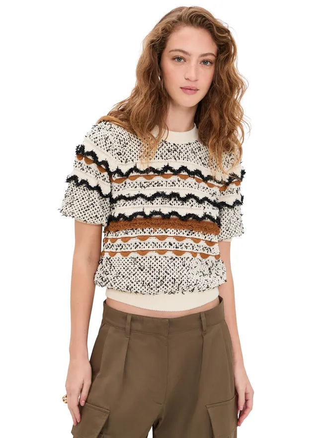 Ulla Johnson Ulla Johnson アンダイラ ショートスリーブ ニットトップ スカラップの商品画像