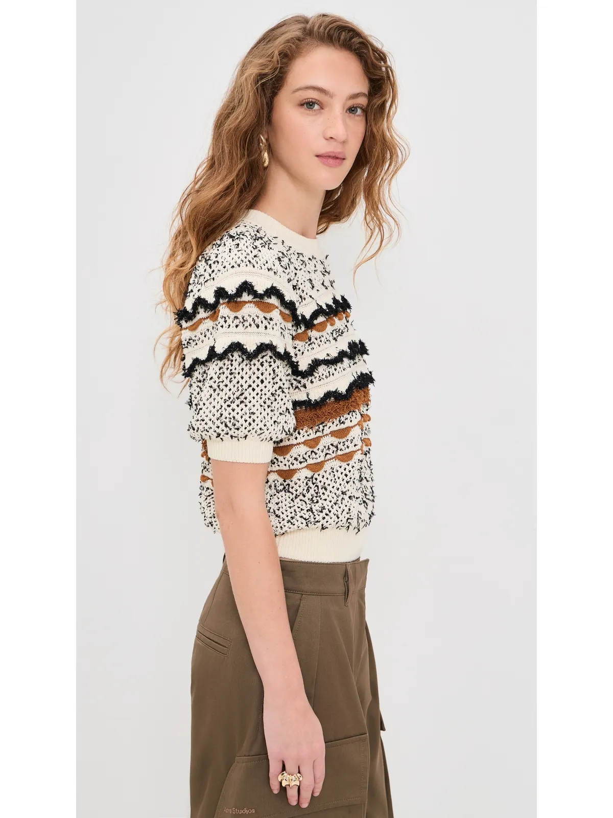 Ulla Johnson アンダイラ ショートスリーブ ニットトップ スカラップ - 画像4